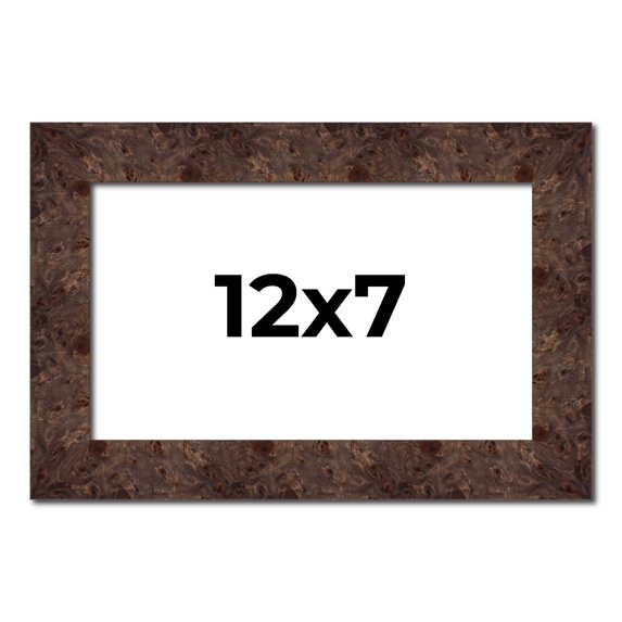 12x7 Frame Brown Burl Real Wood Picture Frame Width 1.625 Inches | Interior Frame Depth 0.5 Inches