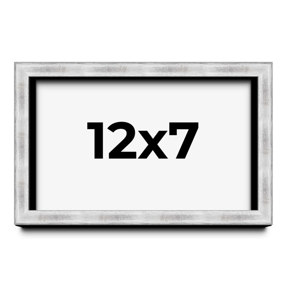 12x7 Frame Brushed Silver Solid Wood Picture Frame | 0.75 Inch Moulding Width | Rabbet Depth 0.75