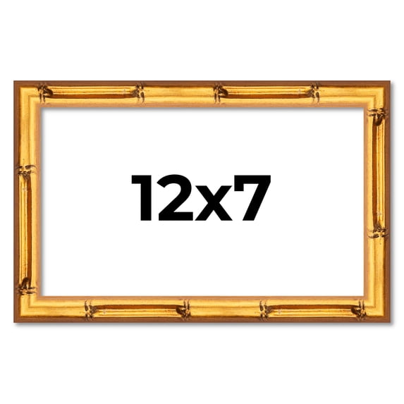 12x7 Frame Gold Bamboo Solid Wood Picture Frame | 1 Inch Moulding Width | Interior Frame Depth 0.75