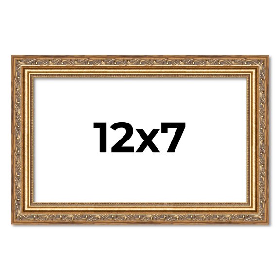 12x7 Frame Gold Solid Wood Picture Frame Width 1.25 Inches | Interior Frame Depth 0.375 Inches |
