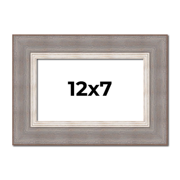 12x7 Frame Grey Real Wood Picture Frame Width 2.75 Inches | Interior Frame Depth 0.5 Inches | Linus