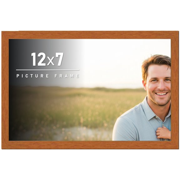 12x7 Frame Honey Pecan Brown Picture Frame - Modern Photo Frame Includes UV Acrylic Shatter Guard