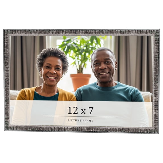 12x7 Frame Silver Grey Distressed Solid Wood Picture Frame | 0.75 Inch Moulding Width | Interior