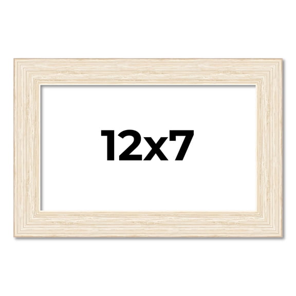 12x7 Frame White Barnwood Picture Frame - Modern Photo Frame Includes UV Acrylic Shatter Guard
