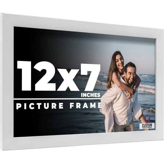 12x7 Frame White Solid Wood Picture Frame Includes UV Acrylic Shatter Guard Front, Acid Free Foam