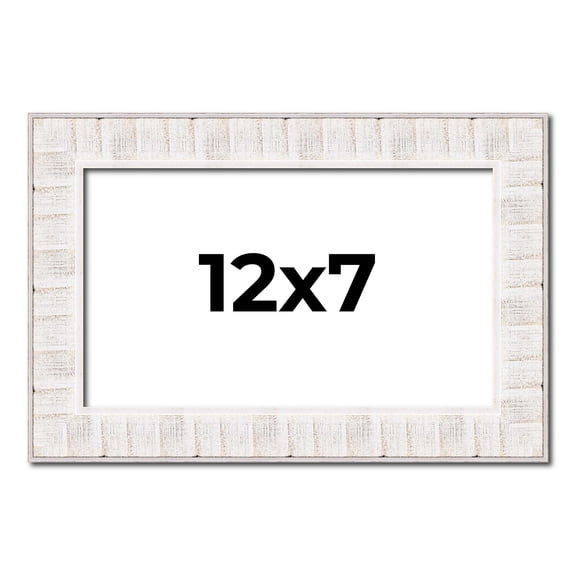 12x7 Frame White Sonoma Rustic Wood Picture Frame | 1.5 Inch Moulding Width | Complete with UV