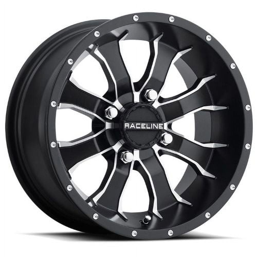 77 Spoke Rims 12x7 Raceline A77 Mamba UTV Satin Black with Machined Spokes Wheel ...