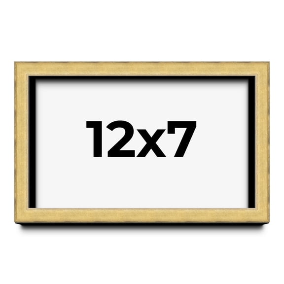 12x7 Shadow Box Frame Gold | 1.375 Inches Deep Real Wood Contemporary Shadowbox Display Frame | UV