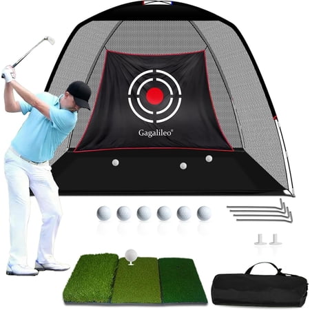 Gagalileo 12x7ft Golf Practice Net | Large Backyard Driving Range Hitting Net with Target & Carry Bag | Indoor Outdoor Training Aid