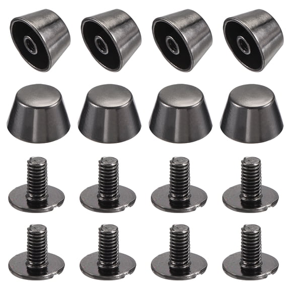 12x7mm Flat Hollow Rivet Studs Zinc Alloy Electroplating Dark Gray 8 Pack