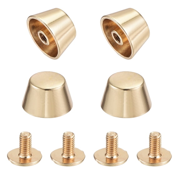 12x7mm Flat Hollow Rivet Studs Zinc Alloy Electroplating Gold Tone 4 Pack