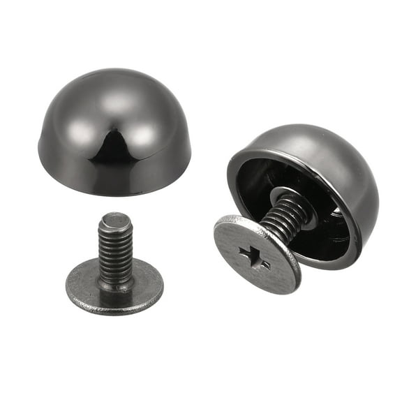 12x7mm Screw Back Rivets Hollow Round Head Leather Studs Black 10 Pack