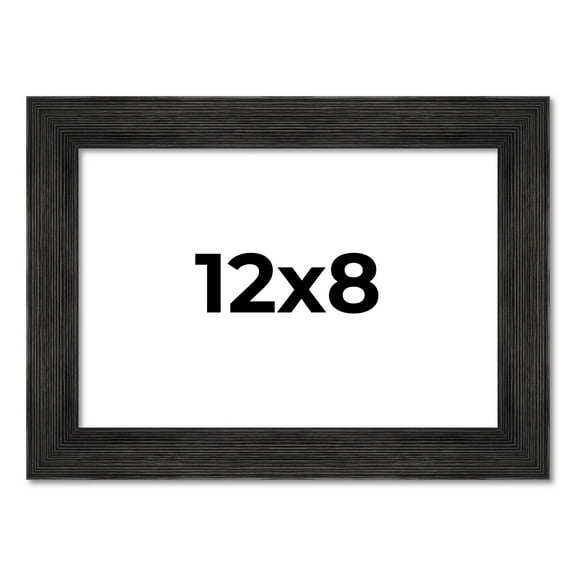 12x8 Black Rustic Wide Barnwood Picture Frame - UV Acrylic, Foam Board Backing, Hanging Hardware