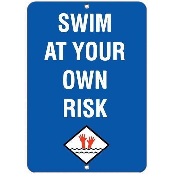 12x8 Danger Sign Swim at Your Own Risk Style 1 Activity Pool Signs Warning Caution Tin Signs Metal Outdoor Street Road Decor