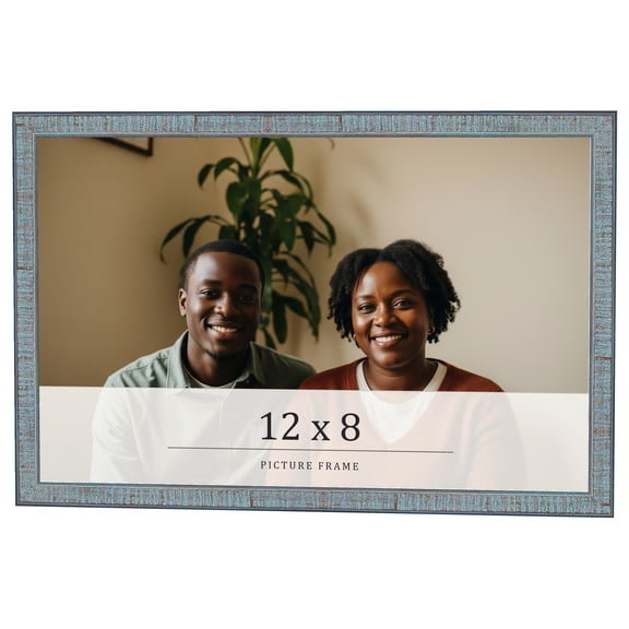 12x8 Frame Blue Scuffed Farm Board Solid Wood Picture Frame Width 0.75 Inches | Interior Depth 0.5