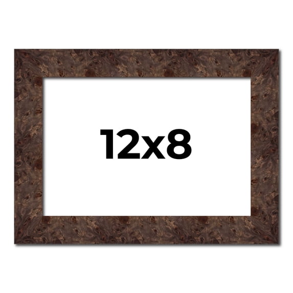 12x8 Frame Brown Burl Real Wood Picture Frame Width 1.625 Inches | Interior Frame Depth 0.5 Inches