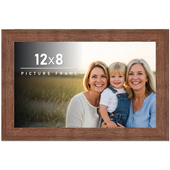 12x8 Frame Brown Distressed Barnwood Picture Frame | Rustic Farmhouse Photo Frame Includes UV