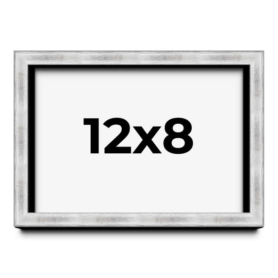 12x8 Frame Brushed Silver Solid Wood Picture Frame | 0.75 Inch Moulding Width | Rabbet Depth 0.75