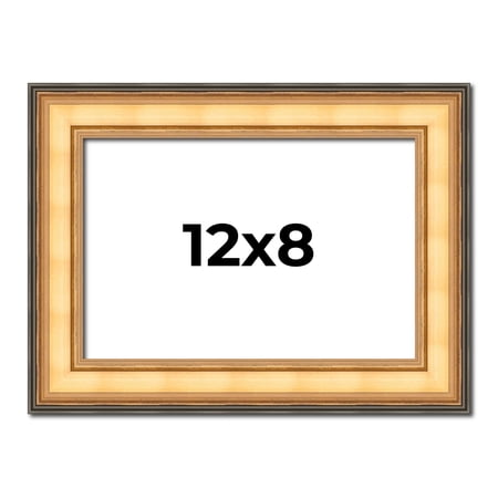 12x8 Frame Gold Plein Aire Solid Wood Picture Frame Width 2 Inches | Interior Frame Depth 0.5