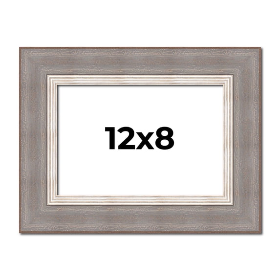 12x8 Frame Grey Real Wood Picture Frame Width 2.75 Inches | Interior Frame Depth 0.5 Inches | Linus