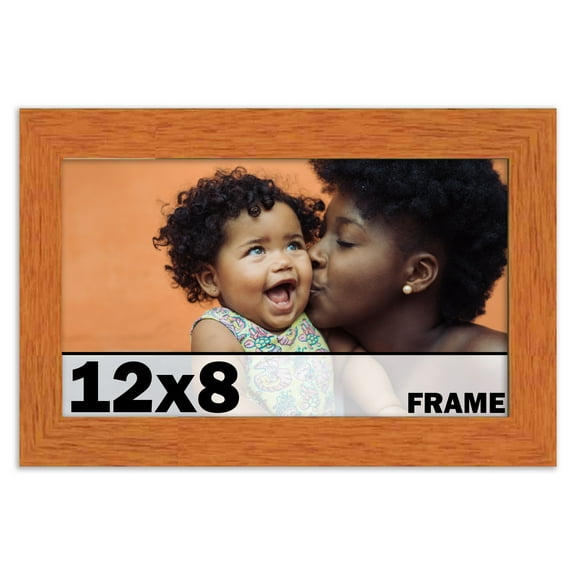 12x8 Frame Honey Pecan Brown Picture Frame - Modern Photo Frame Includes UV Acrylic Shatter Guard