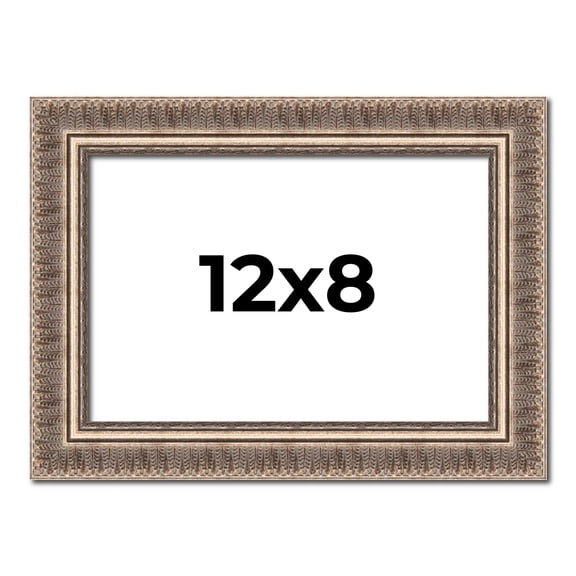 12x8 Frame Silver Harvest Ornate Solid Wood Picture Frame | 1.75 Inch Moulding Width |Mayflower