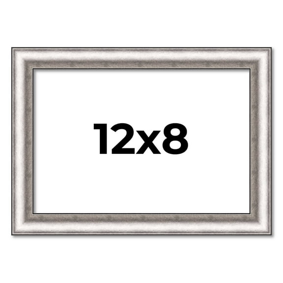 12x8 Frame Silver Real Wood Picture Frame Width 1.25 Inches | Interior Frame Depth 0.5 Inches |