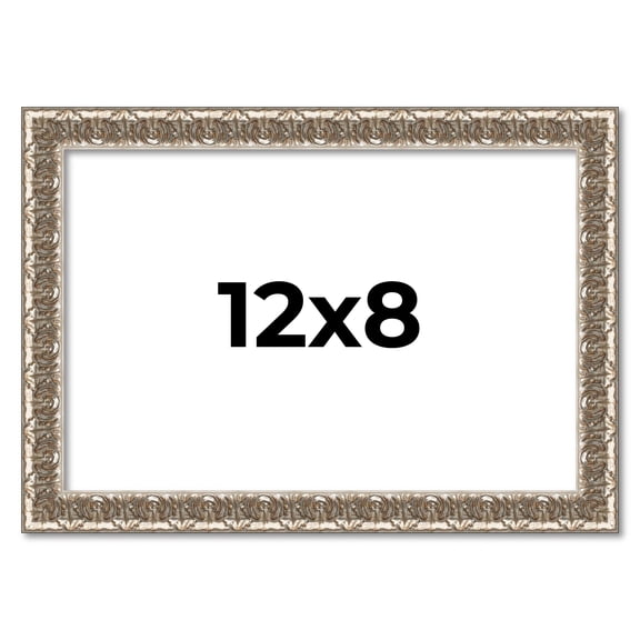 12x8 Frame Silver Versailles Ornate Solid Wood Picture Frame | 1 Inch Moulding Width | Interior