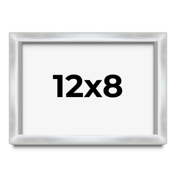12x8 Frame Silver Whitewashed Wood Grain Solid Wood Shadow Box | 0.75 Inch Moulding Width | 0.75
