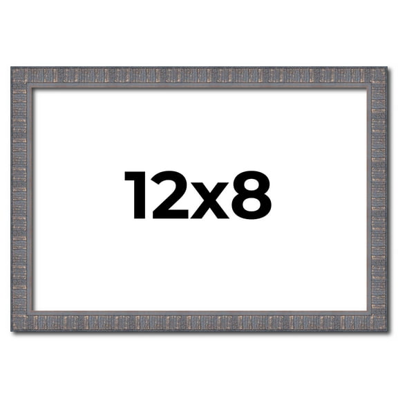 12x8 Frame Slate Blue Distressed Rustic Solid Wood Picture Frame | 0.75 Inch Moulding Width |