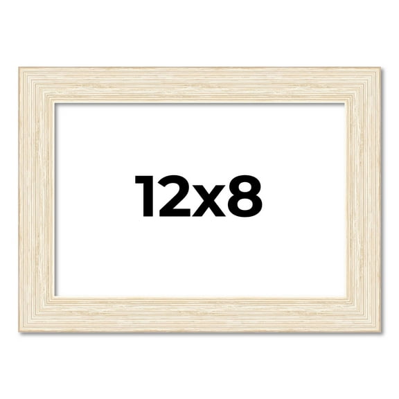 12x8 Frame White Barnwood Picture Frame - Modern Photo Frame Includes UV Acrylic Shatter Guard