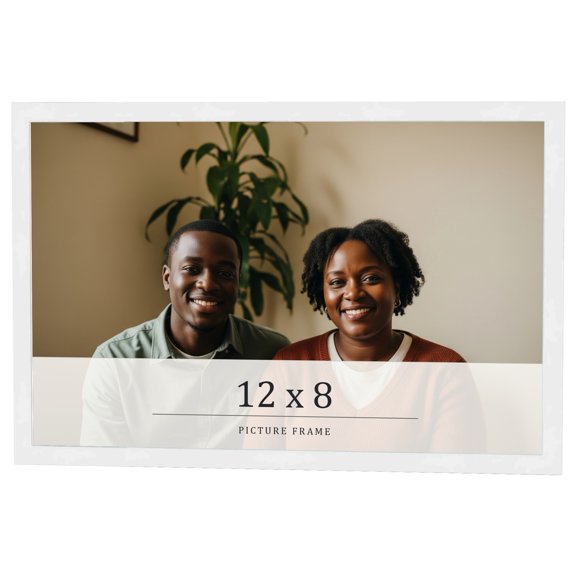 12x8 Frame White Real Wood Picture Frame Width 0.75 inches | Interior Frame Depth 0.5 inches |
