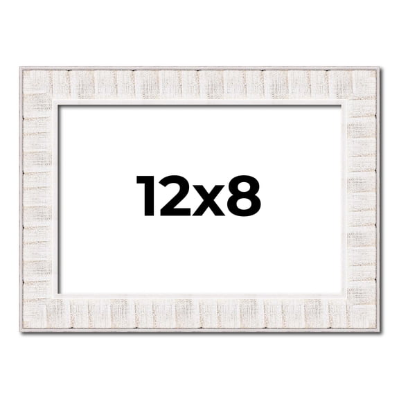 12x8 Frame White Sonoma Rustic Wood Picture Frame | 1.5 Inch Moulding Width | Complete with UV
