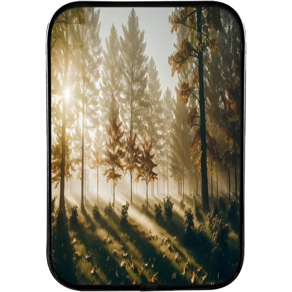 12x8 In Framed Forest Sunrise Wall Art Decor Great Smoky Mountains Photo Prints Nature Landscape Artwork with Black Frame for Kids Room,Crystal Porcelain Painting Wall Decor
