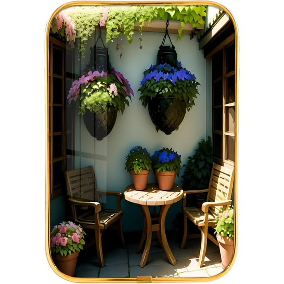 12x8 In Framed Plant House Wall Art Decor Spring Green Plant Flower Garden Picture Prints Artwork with Gold Frame for Bedroom,Crystal Porcelain Painting Wall Decor