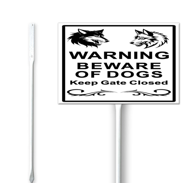 12x8 IN Beware of Dog Keep Gate Closed With Stake Sign, Yard Sign With