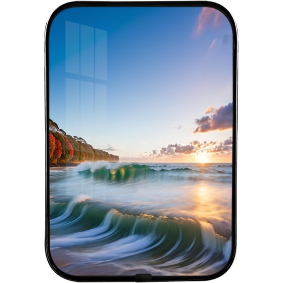 12x8 In Framed Summer Ocean Waves Coconut Trees on Sands Wall Art Decor with Black Frame and Sea view Landscape Artwork For Home Office Decorations, Crystal Porcelain Painting Wall Decor