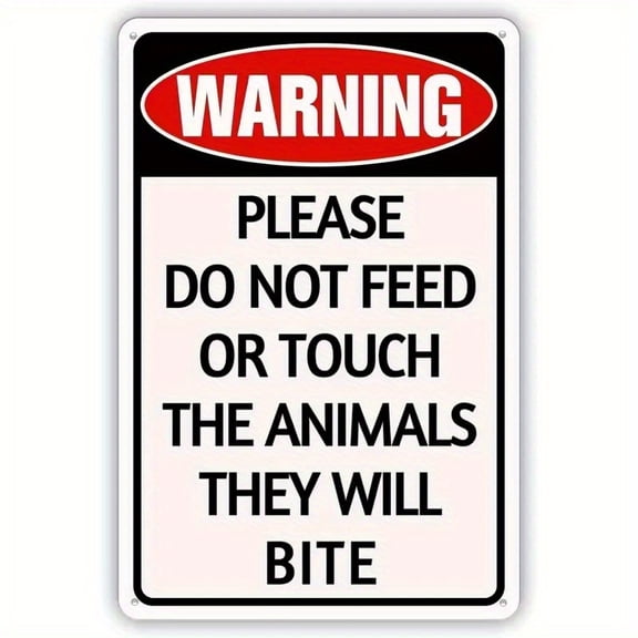12x8 Inch Metal Sign - "Please Do Not Feed or Touch the Animals, They Will Bite" for Farms