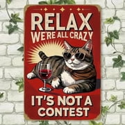 12x8 Inch Relax Enjoy Life Cat Metal Sign Home Wall Decor Xmas Halloween Gift