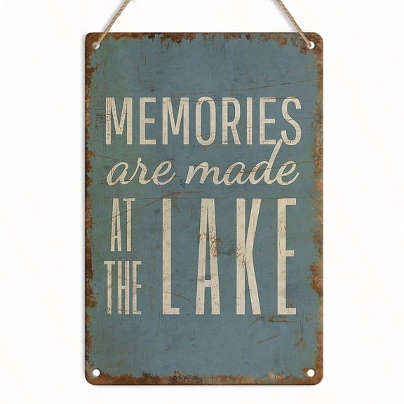 12x8 Inch Tin Sign Memories Are Made At The Lake,For Lake & Inspirational Decor,For Men Women,Wall Decor For Living Room Kitchen Room Outdoor Decoration, Lake - Themed Festival Celebration