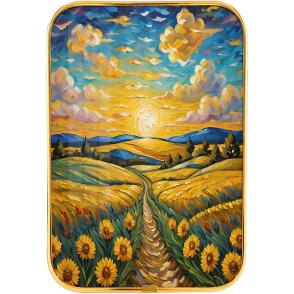 12x8 Inches Framed Sunflower Sunset Wall Art Decor Beach Sky Cloud Picture Prints Nature Landscape Artwork with Gold Frame for Office,Crystal Porcelain Painting Wall Decor