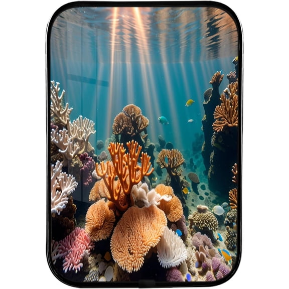 12x8 Inches Framed Underwater World Wall Art Decor with Black Frame and Decorative Coral Shell Fish Pictures Print For Apartment, Modern Home Decor, Crystal Porcelain Painting Wall Decor