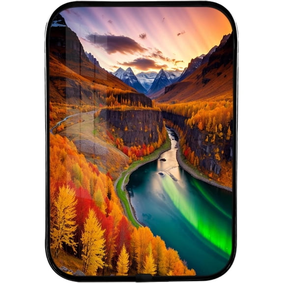 12x8 Inches Framed Waterfall and Stream Nature Pictures Artwork Fall Trees Rivers Landscape Prints with Black Frame for Cafes,Crystal Porcelain Painting Wall Decor