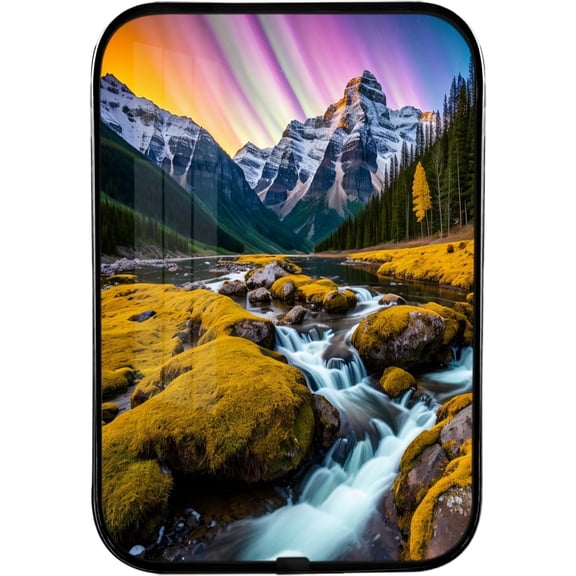 12x8 Inches Framed Waterfall and Stream Nature Pictures Artwork Fall Trees Rivers Landscape Prints with Black Frame for Dorm,Crystal Porcelain Painting Wall Decor