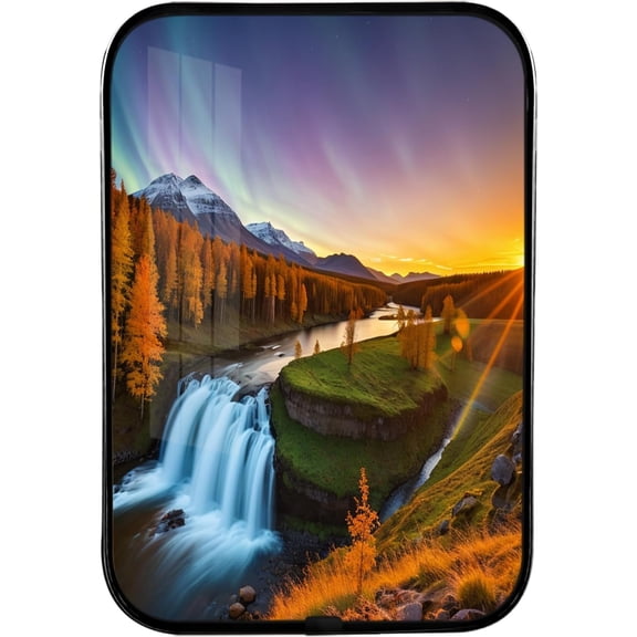 12x8 Inches Framed Waterfall and Stream Nature Pictures Artwork Fall Trees Rivers Landscape Prints with Black Frame for Guest Room,Crystal Porcelain Painting Wall Decor