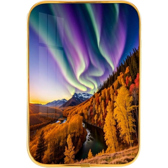 12x8 Inches Framed Waterfall and Stream Nature Pictures Artwork Fall Trees Rivers Landscape Prints with Gold Frame for Bathroom,Crystal Porcelain Painting Wall Decor