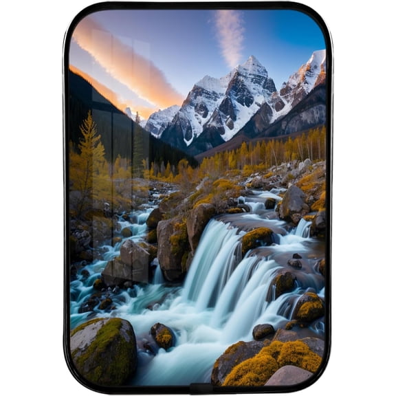 12x8 Inches Framed Waterfall and Stream in The Tropical Forest Scenery Nature Pictures Artwork Contemporary Wall Art with Black Frame for Store,Crystal Porcelain Painting Wall Decor