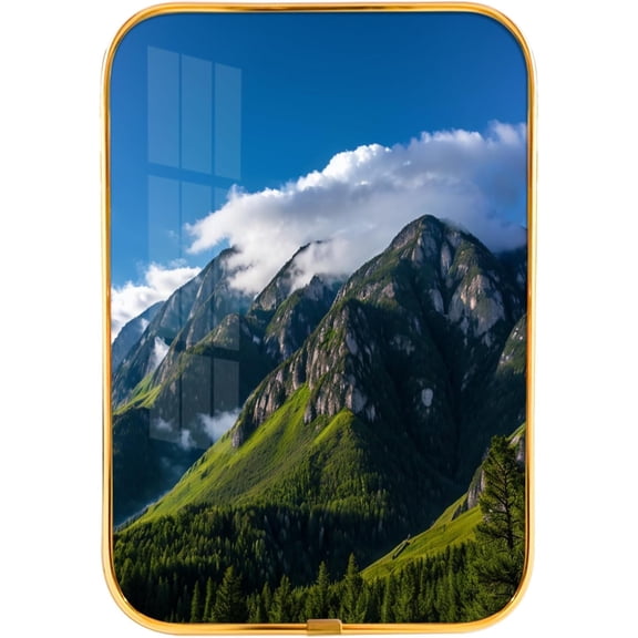 12x8 Inches Framed White Clouds over Mountains Scenery Wall Art Landscape Modern Scenic Nature Wilderness Pictures with Gold Frame for Bedroom,Crystal Porcelain Painting Wall Decor