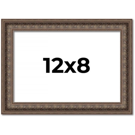 12x8 Ornate Brown Real Wood Picture Frame Width 1.5 Inches | Interior Frame Depth 0.5 Inches | Zisa