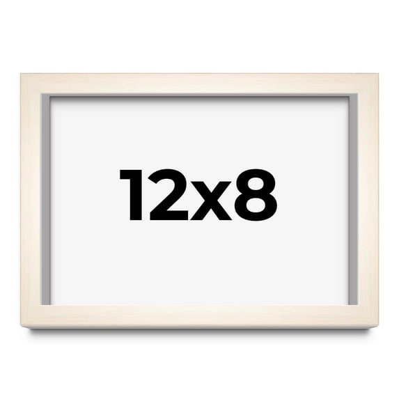 12x8 Shadow Box Cream of Wheat White Washed Display Frame | 0.875 Inches Deep Solid Wood Shadowbox